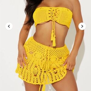 Yellow Crochet Bikini Set